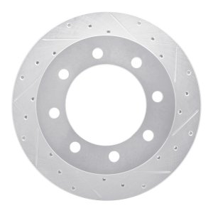 Ford E-350 Club Wagon Brake Rotor (1) - Rear Right - R1 Concepts - Drilled & Slotted - Silver - `99-`07